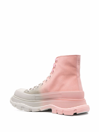 Shop Alexander Mcqueen Ombré Lace-up Ankle Boots In Rosa