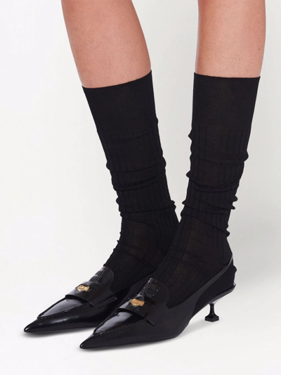 Miu Miu Forma Slingback Kitten-heel Penny Loafers In Black | ModeSens