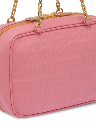 Shop Miu Miu Logo-embossed Leather Shoulder Bag In Rosa
