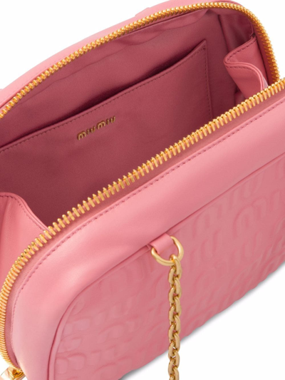 Shop Miu Miu Logo-embossed Leather Shoulder Bag In Rosa