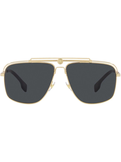 Shop Versace Pilot-frame Sunglasses In Grey