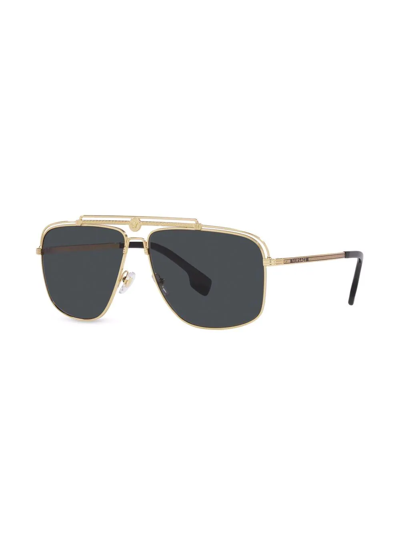 Shop Versace Pilot-frame Sunglasses In Grey