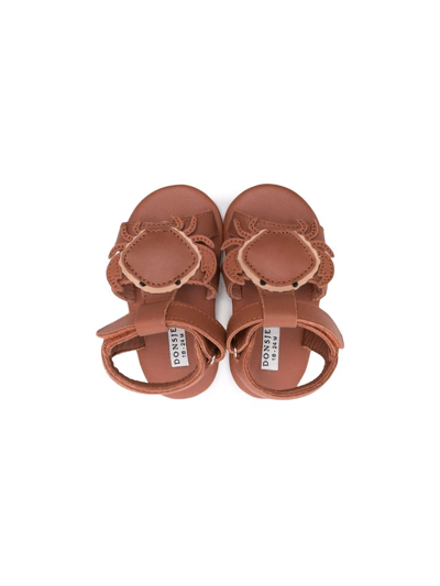 Shop Donsje Crab-motif Leather Sandals In Brown