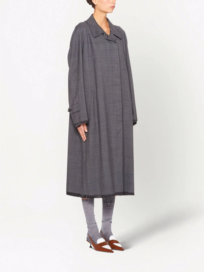 Miu Miu Single-breasted Prince Of Wales Check Wool Coat In Grey