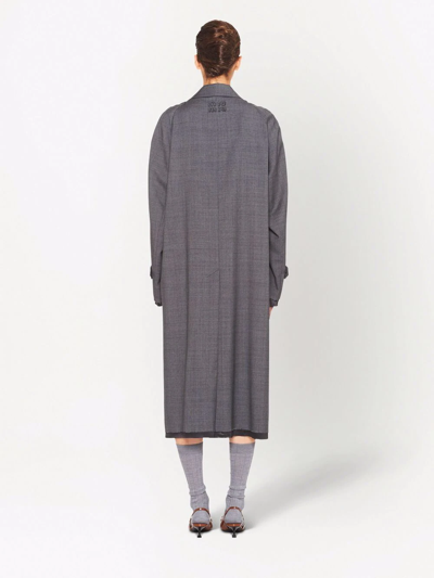 Shop Miu Miu Prince Of Wales Check Wool Coat In Grey