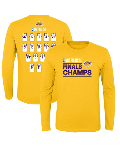 Shop Outerstuff Big Boys Gold Los Angeles Lakers 2020 Nba Finals Champions Roster Long Sleeve T-shirt