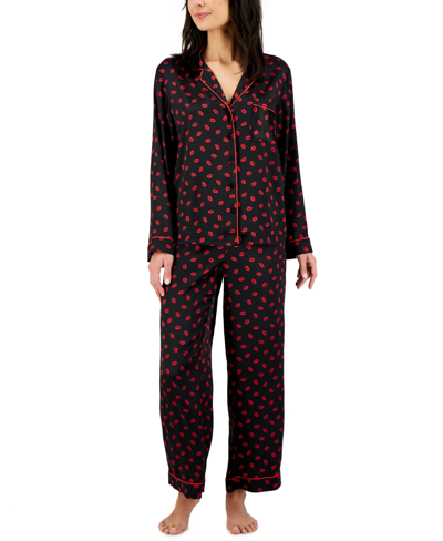 Shop Inc International Concepts Satin Notch Collar Pajama Set, Created For Macy's In Kissed Lips