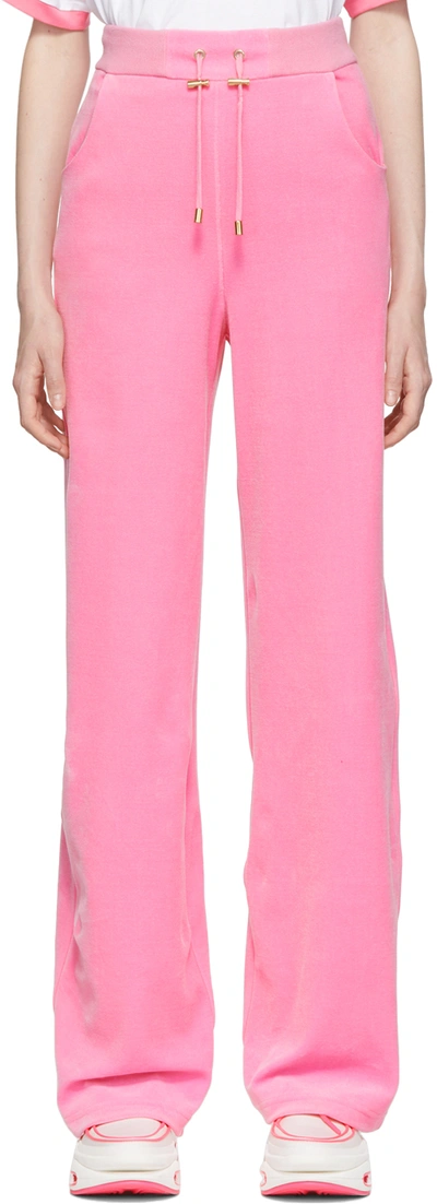 Shop Balmain Pink Barbie Edition Velour Lounge Pants In 4kg Rose