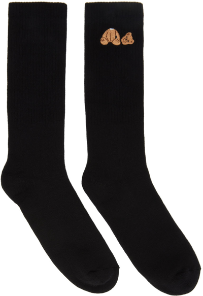 Shop Palm Angels Black Bear Socks In Black Brown