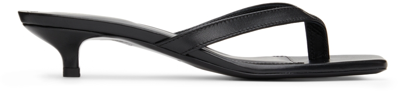 Totême Toteme Black Thong Sandal With Heel In Leather Women In 200 Black