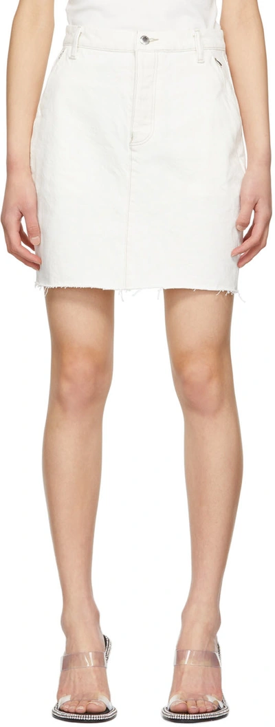 Shop Alexander Wang Off-white Invisible Zip Miniskirt In 120 Vintage White