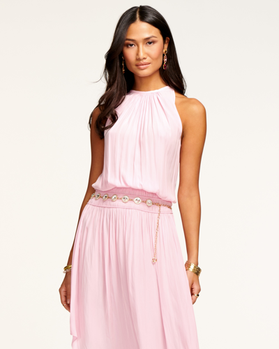 Shop Ramy Brook Audrey Smocked Midi Dress In Opal Pink