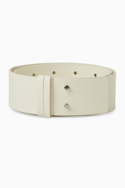 Shop Cos Wide Leather Belt In White