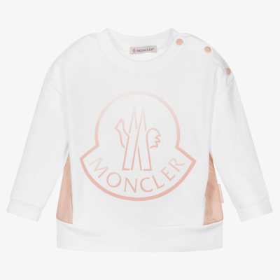 Shop Moncler Girls White Logo Sweatshirt