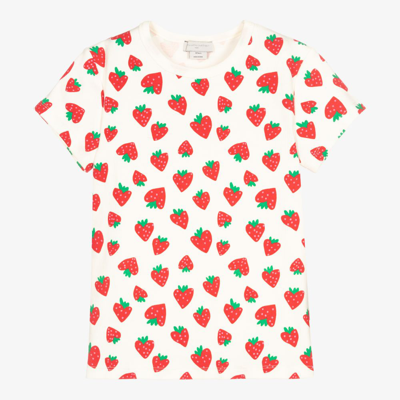 Shop Stella Mccartney Kids Teen Girls Strawberry T-shirt In Ivory