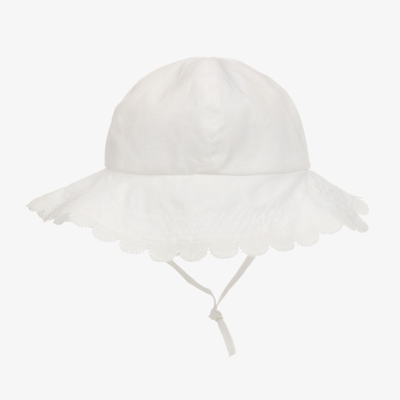 Shop Chloé Girls White Cotton Baby Sun Hat