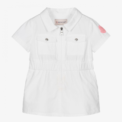 Shop Moncler Baby Girls White Logo Dress