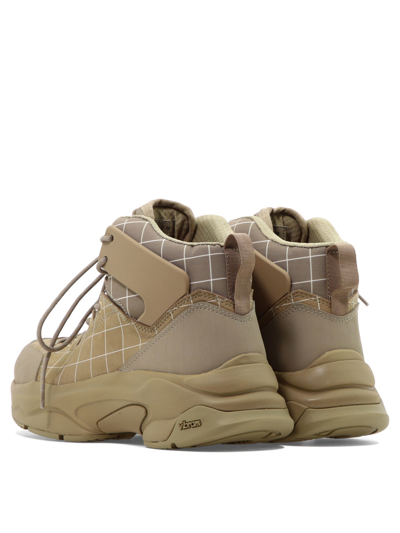 Undercover Checked Nubuck And Canvas Hiking Boots In Beige