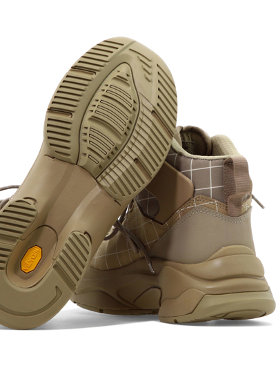 Undercover Checked Nubuck And Canvas Hiking Boots In Beige