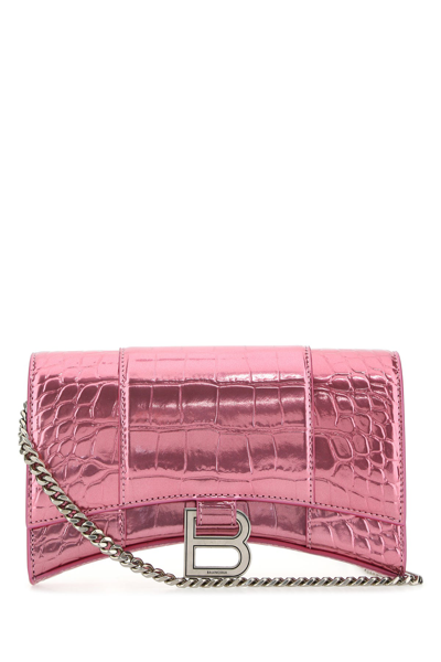 Shop Balenciaga Dark Pink Leather Hourglass Clutch Nd  Donna Tu