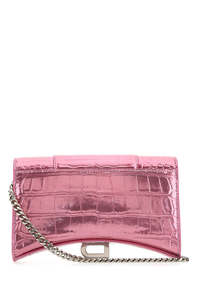 Shop Balenciaga Dark Pink Leather Hourglass Clutch Nd  Donna Tu