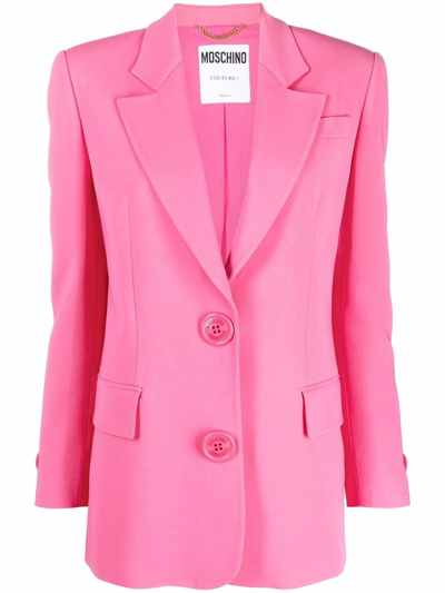 Shop Moschino Blazer With Decorative Buttons In Pink & Purple