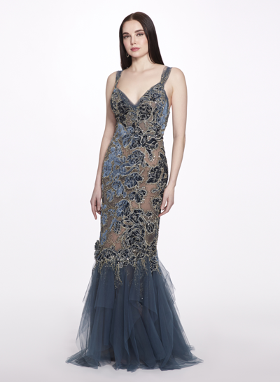 Shop Marchesa Fitted Sleeveless Gown