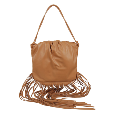 Shop Bottega Veneta The Fringe Pouch Brown Ladies Shoulder Bag