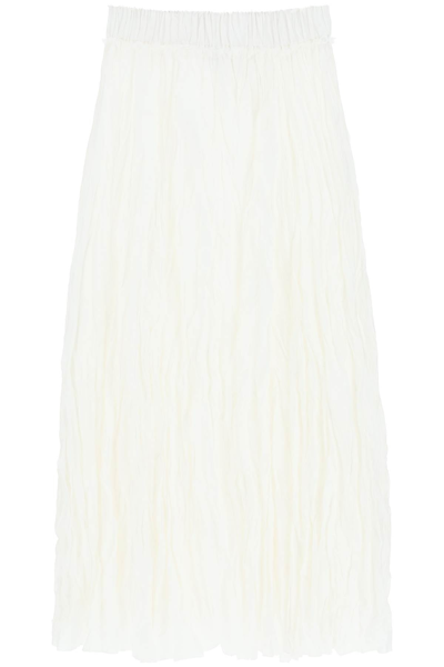 Shop Totême Toteme Crinkled Silk Midi Skirt In White