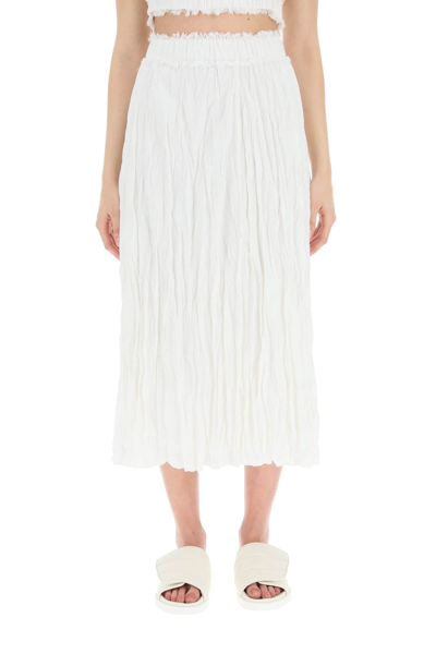 Shop Totême Toteme Crinkled Silk Midi Skirt In White
