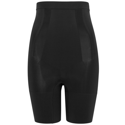 Shop Spanx Oncore High-waisted Mid-thigh Shorts In Black
