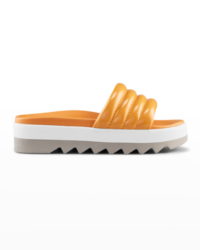 Shop Cougar Prato Patent Flat Slide Sandals In Mango