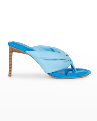 Shop Jacquemus Les Sandales Nocio Puffy Lambskin Thongs In Blue