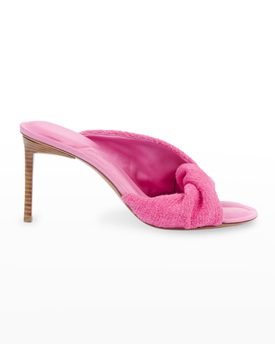 Shop Jacquemus Les Mules Bagnu Twisted Cotton Sandals In Dark Pink
