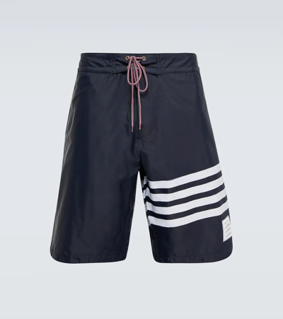 Shop Thom Browne Drawstring Swim Shorts In Navy