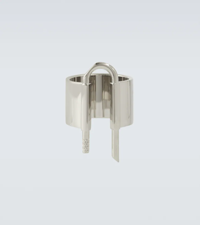 Shop Givenchy Padlock Ring In Silvery