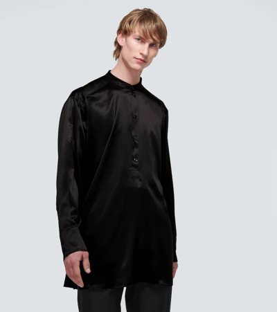 Shop Dolce & Gabbana Silk Satin Shirt In Black