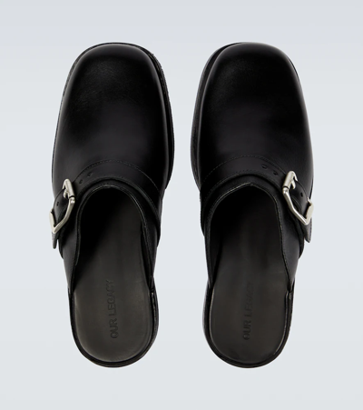 Shop Our Legacy Camion Leather Mules In Black Leather