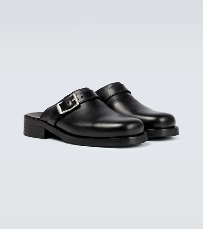 Shop Our Legacy Camion Leather Mules In Black Leather