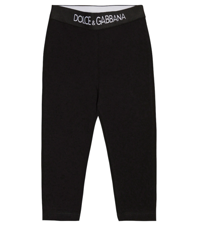 Shop Dolce & Gabbana Baby Cotton-blend Leggings In Nero