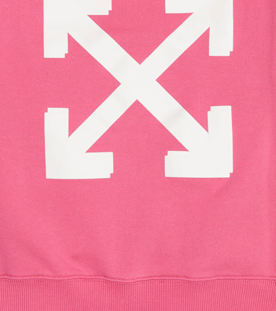 Shop Off-white Printed Cotton Hoodie In Fuchsia White