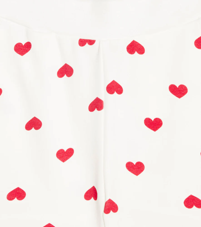 Monnalisa Jogging Shorts With All-over Hearts In Panna+rosso