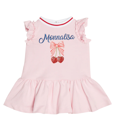 Shop Monnalisa Baby Embellished Cotton-blend Dress In Rosa Fairy Tale