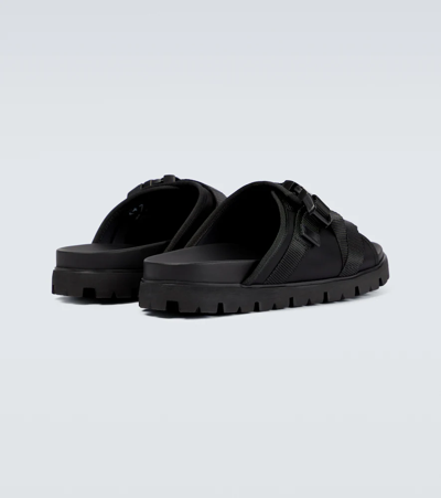 Shop Prada Strapped Nylon Sandals In Nero