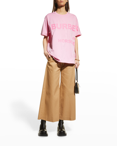 Shop Burberry Carrick Horseferry Print T-shirt In Geranium Pink