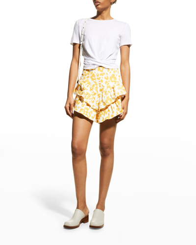 Shop Mother The Ruffle Leopard Mini Skirt In Floral Leopard