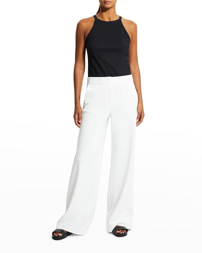 Shop Theory Terena Cropped Wide-leg Pants In Wht