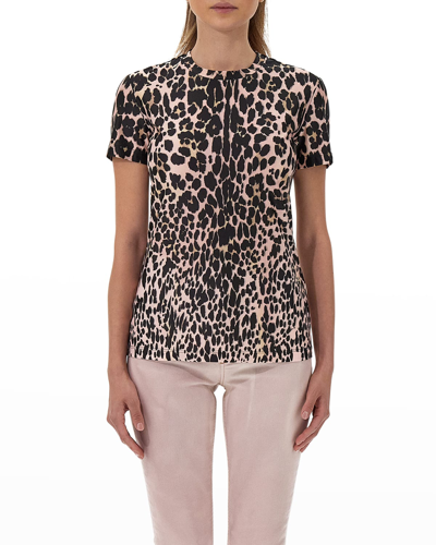 Shop Roberto Cavalli Sicily Leopard Print T-shirt In Rosanero