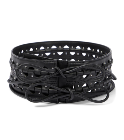 Shop Alaïa Corset Leather Belt In Noir