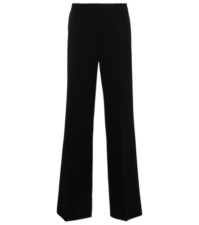 Shop Petar Petrov Galen Wool-blend High-rise Wide-leg Pants In Black